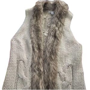 CT1039a Faux Fur Sleeveless Open Cardigan XL